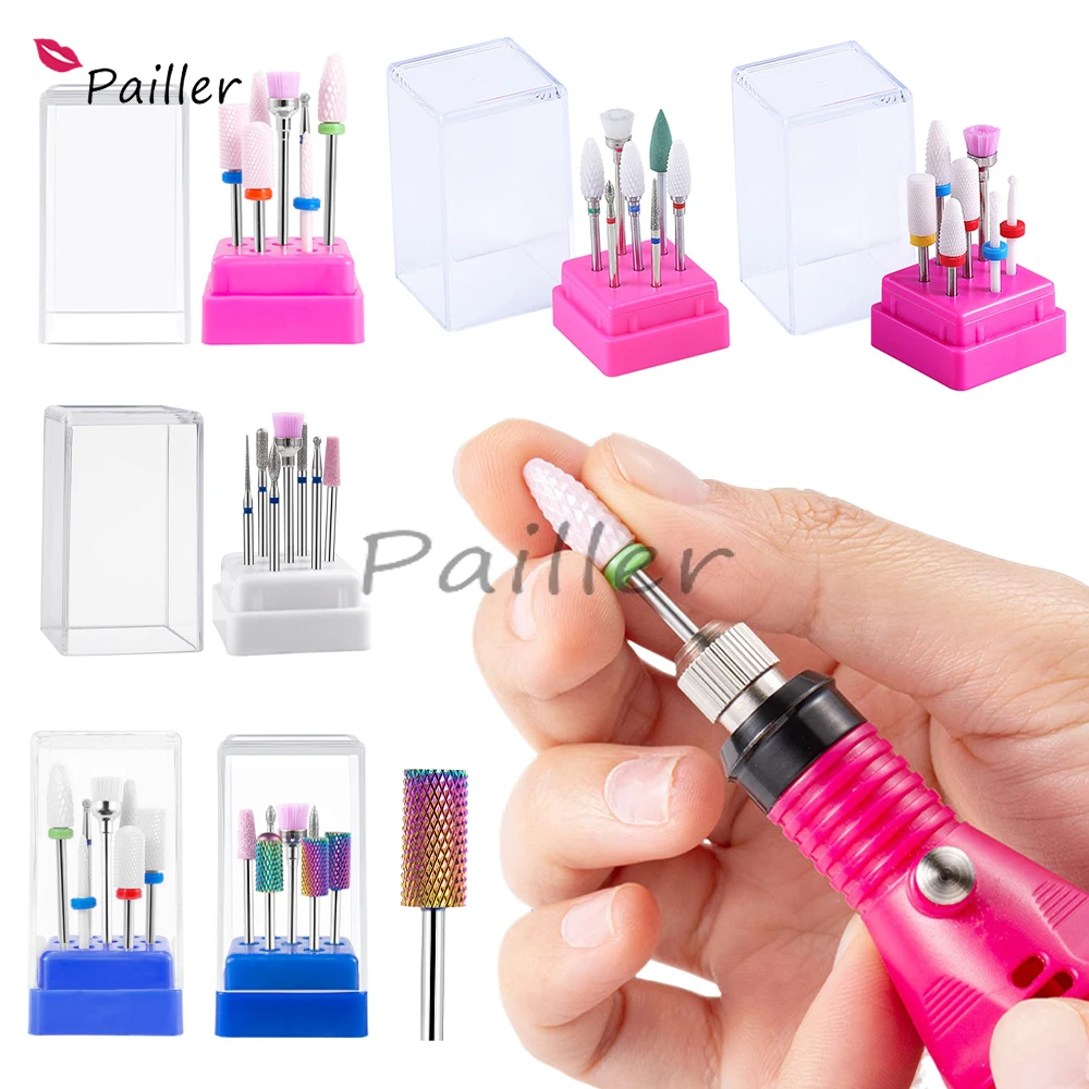 

7Pcs Nail Art Tungsten Steel Milling Cutter Set Ceramic Nail Drill Bit Electric Drill Nail Machine Pedicure Tool Accessories