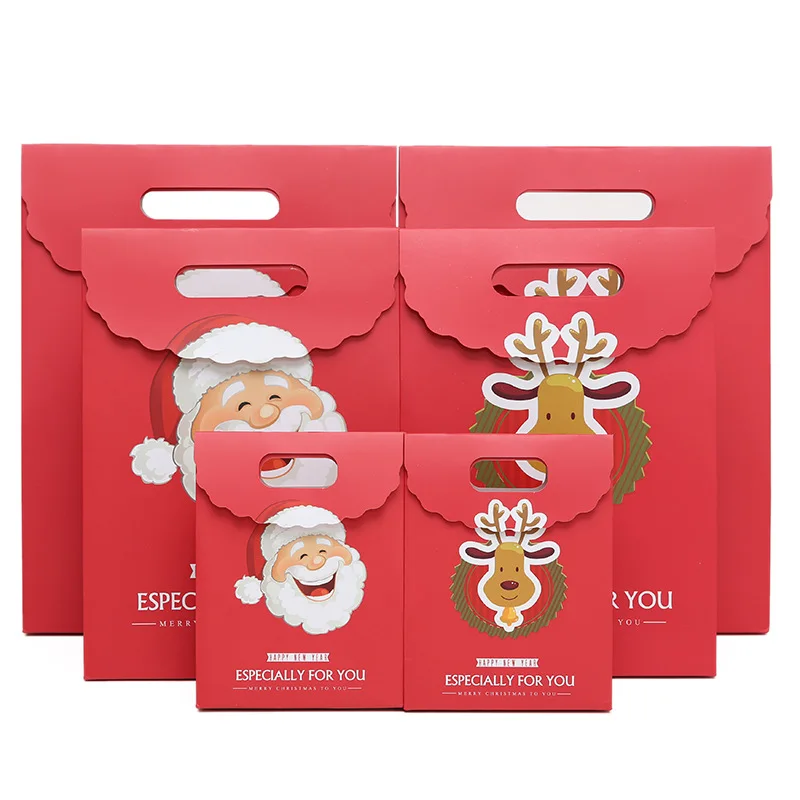 

1pc Christmas Paper Bags Santa Claus Portable Candy Cookie Gift Bags for Christmas Decocration Xmas New Year Party Supplies Noel
