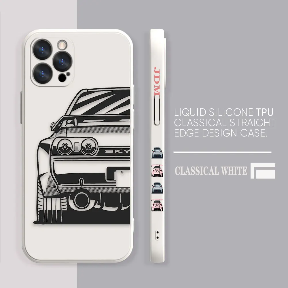 Case For Apple iPhone 14 13 12 11 Pro XS Max Mini X XR SE 7 8 6 6S Plus Case Cover Funda Cqoue Shell Capa Cartoon JDM Drift Car
