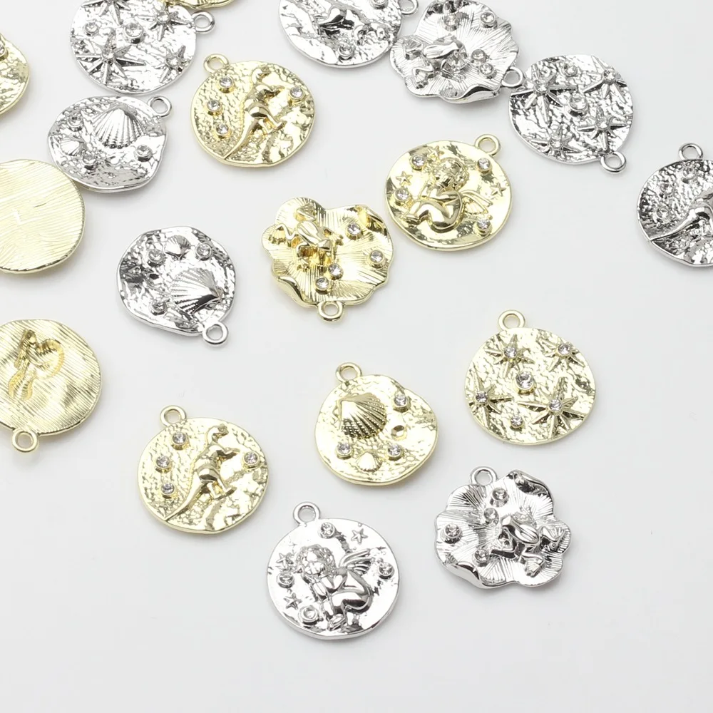 

10PCS Simple Korean Fashion Plating Embossed Point Diamond Pendant Hand-Made DIY Jewelry Earrings Necklace Accessories Materials