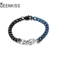 qeenkiss bt843 fine jewelry wholesale fashion birthday wedding gift jointed punk hiphop titanium stainless steel chain bracelet