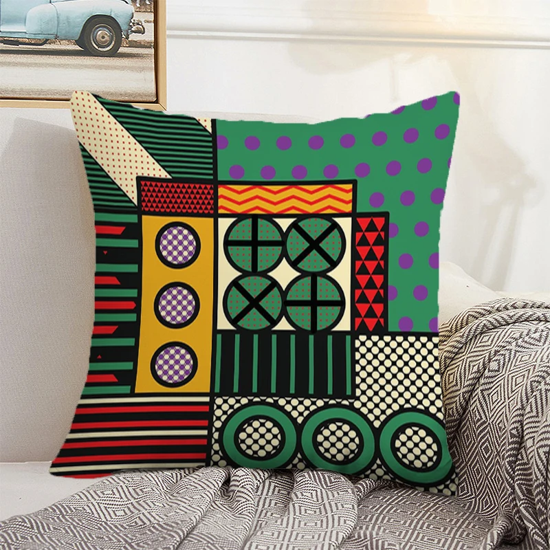 

Abstract Geometry Cushion Covers for Bed Pillows Anime Pillow Cover Decorative Pillowcase Pilow Cases Sofa Cushions Silk 45x45