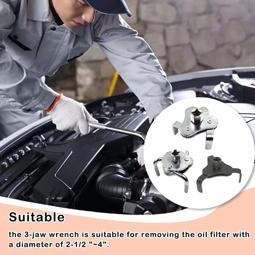 

Auto Car Tool Oil Filter Wrench Good Fixation Spanner Stable Remover Dual Driver Removal Tool High Strength Black Oblate