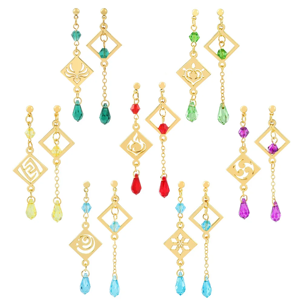 

Genshin Impact Jewelry Barbatos Venti Wind Element Irregular Metal Pendant Earring for Women Cosplay Accessories Designer