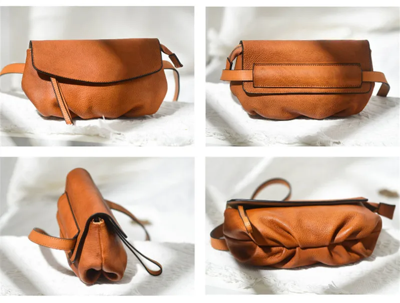 Fashion luxury genuine leather ladies cute crossbody bag designer simple soft real cowhide women's party small shoulder bag