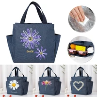 thermal lunch bags waterproof large capacity zipper cooler bag for women lunch box picnic food bag daisy series pattern