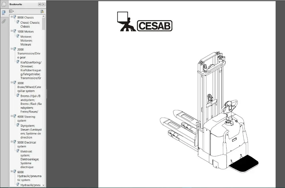 Каталог запасных частей для вилочного погрузчика Cesab и руководство по