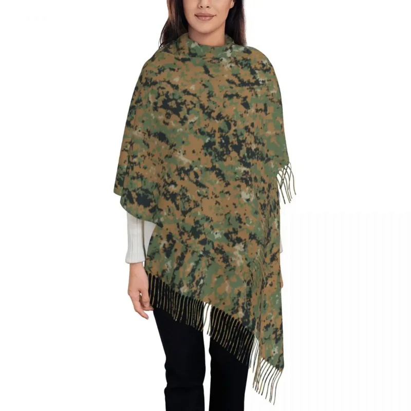 

Fashion Marpat Military Army Camo Tassel Scarf Women Winter Fall Warm Shawls Wraps Female Woodland Camouflage Scarves