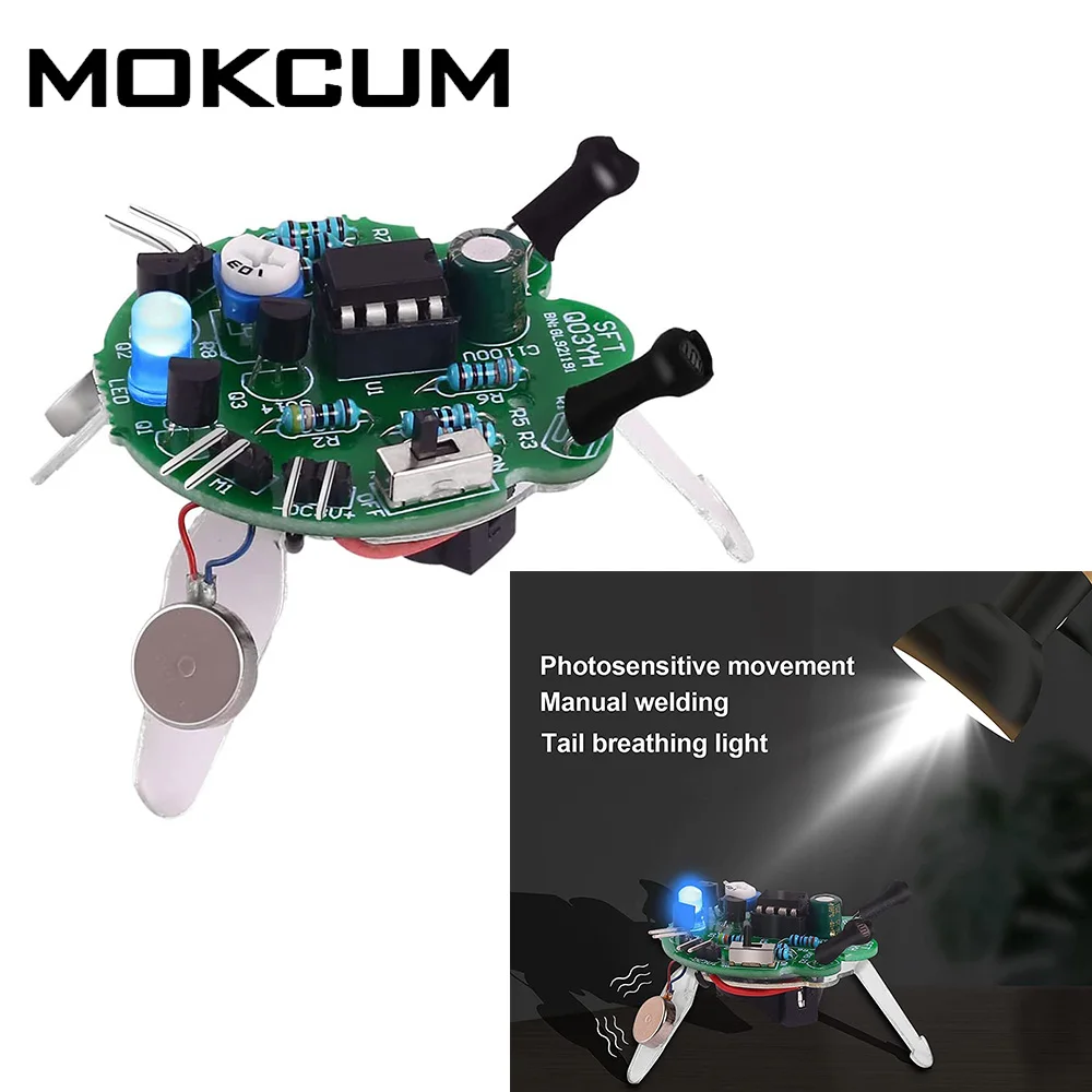 

LED Breathing Light Simulated Firefly Flashing Robot Toys Part Electronic Photosensitive Mobile Robot Soldering DIY Kit