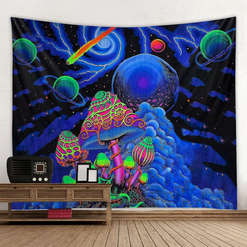 

Psychedelic Abstract Arabesque Mushroom Wall Hanging Tapestry Art Deco Blanket Curtain Hanging at Home Bedroom Living Room Decor