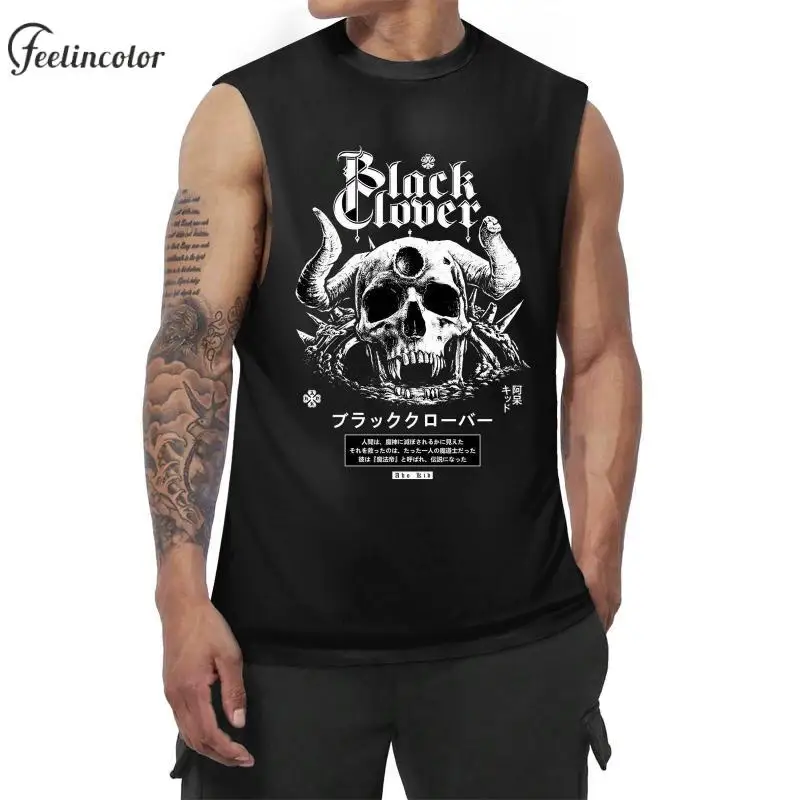 Черная футболка без рукавов с четырьмя листьями клевера для мужчин топы на