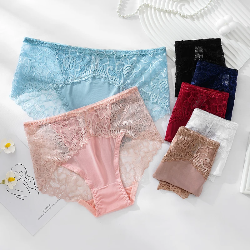 

Трусы женские кружевные прозрачные, пикантное нижнее белье с завышенной талией, хлопковые трусы