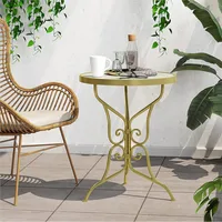 Portable Coffee Table White Marble Top amp; Gold Base For Indoor Or Outdoor Patio Side Table Round Marble Side Table Waterproof