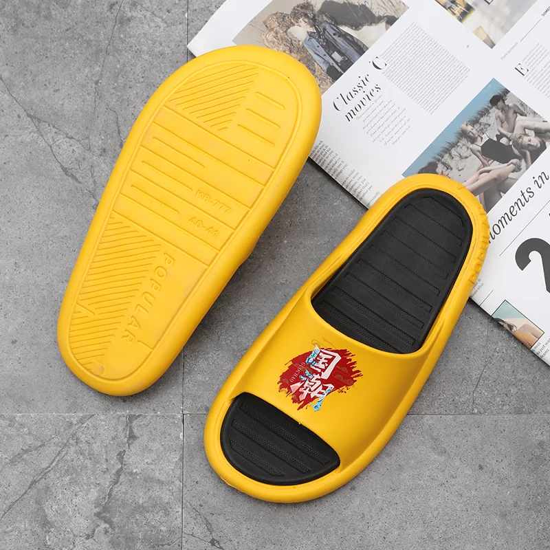 

Comfortable Home Soft Bottom Slippers 2022 Summer New Women's Casual Sandals Couple Fashion Breathable Drag One-word Slippers 45