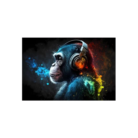 Monkey in headphones poster -    AliExpress