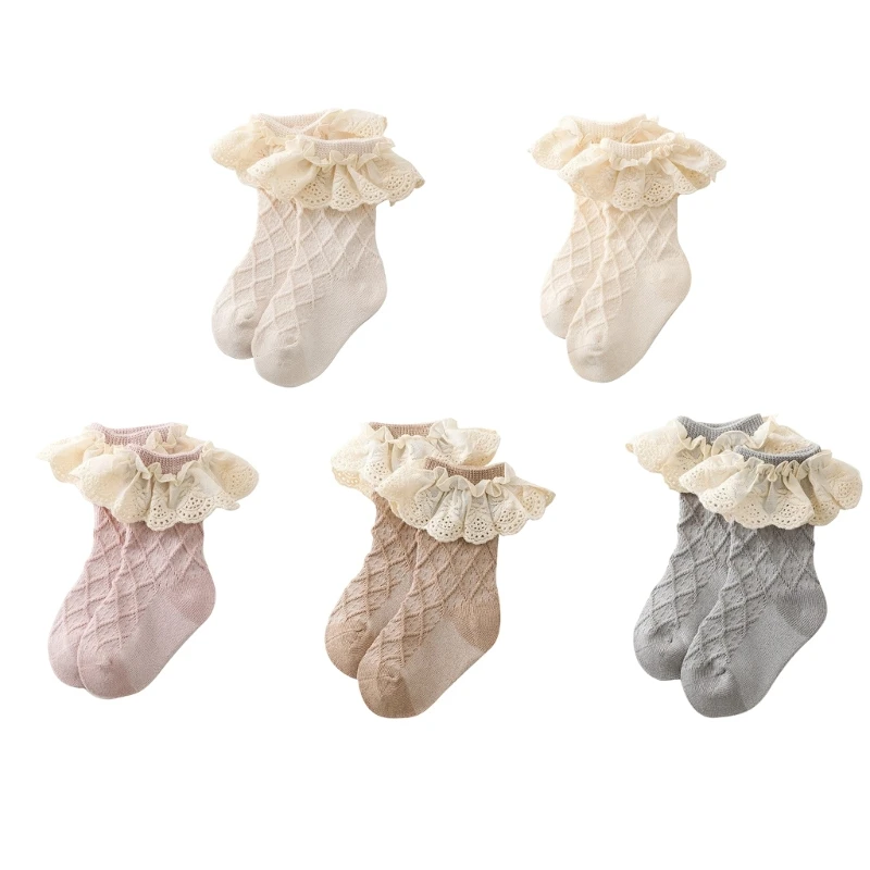 

Girls Lace Socks Children Baby Cotton Ruffled Trim Ankle School Socks Fancy-Sock P31B