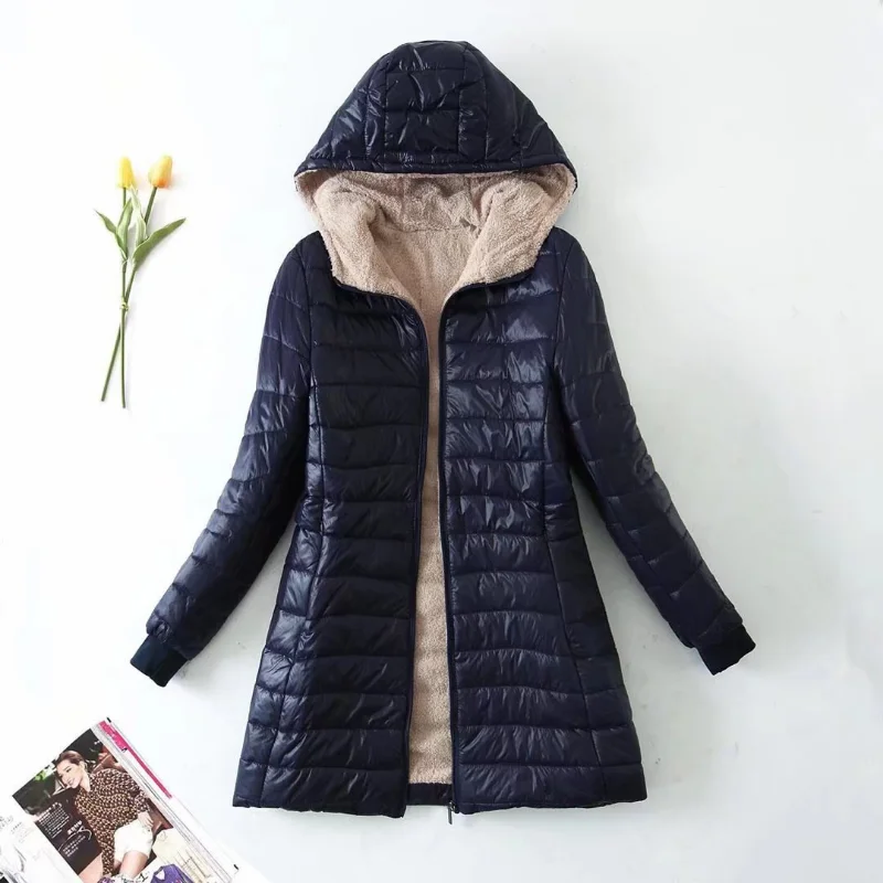 Autumn Women Jacket Parka Long Coat Hooded Slim Plush Warm Outerwear Winter Clothes Women's Down Coats Female Clothing