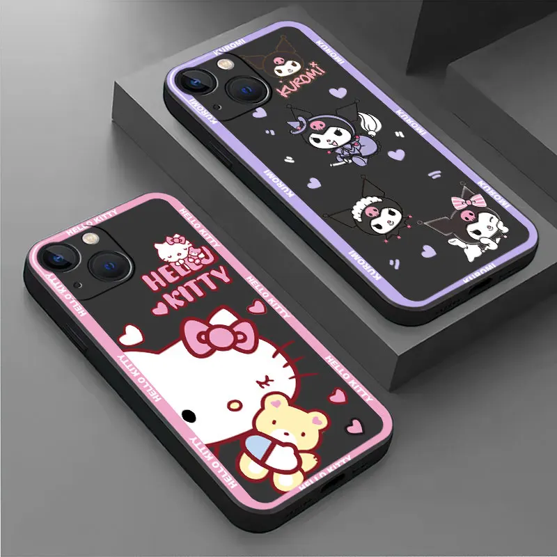 

Kuromi Hello Kitty Cinnamoroll Cute Case For Apple iPhone 14 13 11 12 Pro 7 XR X XS Max 8 Plus 6 SE 2022 Black Soft Phone Funda