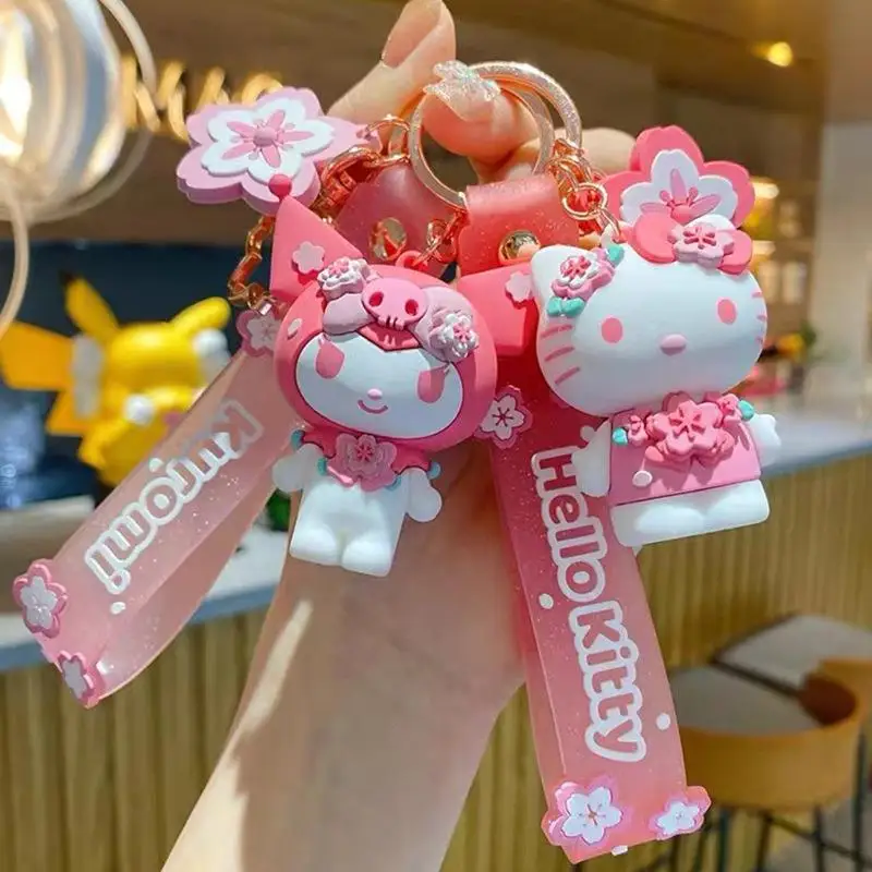 

Sanrioed Kawaii Kuromi My Melody Cinnamoroll Hellokt Cute Cartoon Couple Bag Keychain Pendant Lovely Schoolbag Key Buckle