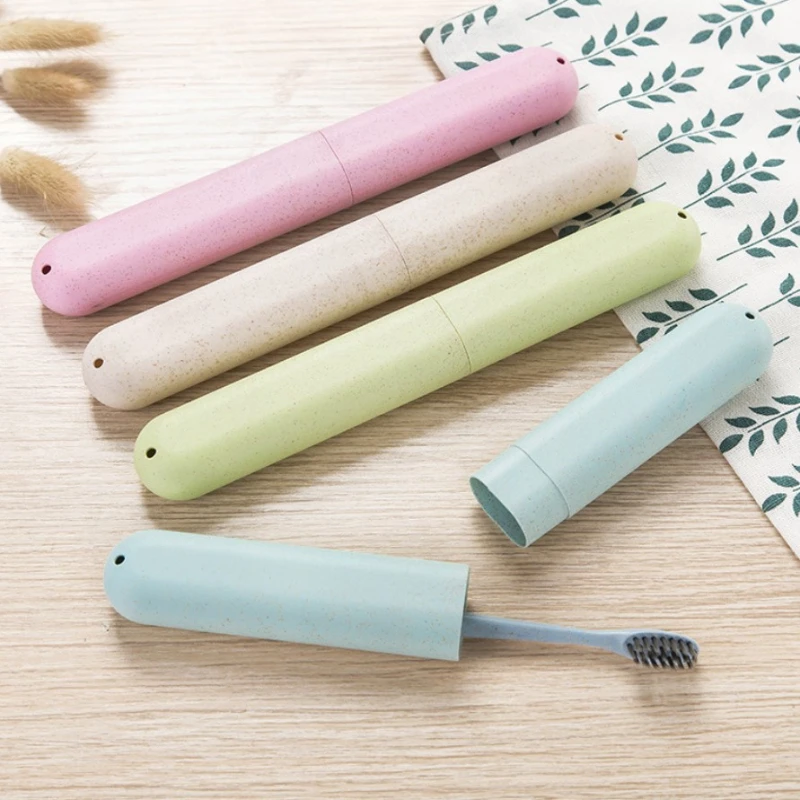 

Breathable Tooth Brushes Case Wheat Straw Portable Travel Toothbrush Chopsticks Pencil Box Tooth Dust-proof Brushes Protector