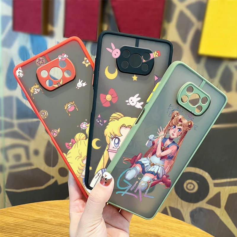 

Hot Anime Sailor Moon For Xiaomi Mi 11T 11 10 Ultra Pro Lite Note10 Poco X3 F3 GT NFC M3 Frosted Translucent Phone Case Fundas