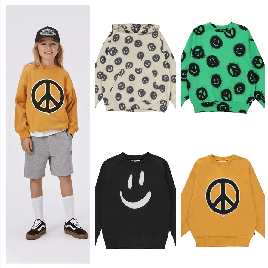 

Kids Clothes Boys Girls Pullover Sweater 2023 Autumn New Printed Sweatshirts Molo Brand Baby Cotton Children Clothing