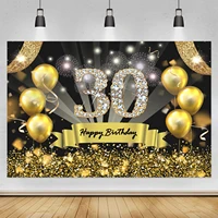 30th birthday backdrop black gold glitter boys girls 30 years old birthday party photography background photo booth props