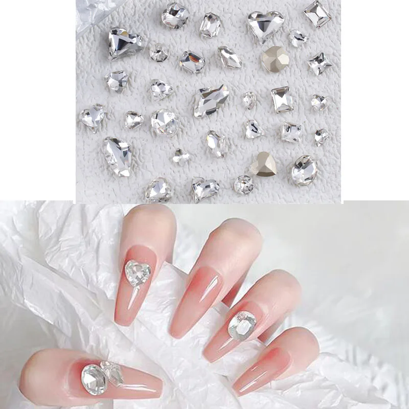 

20PCS/Pack Different Shape Crystal Nail Rhinestone Gems Sharp Bottom Charms Stone DIY Manicure Nail Accessories Nail Art Jewelry