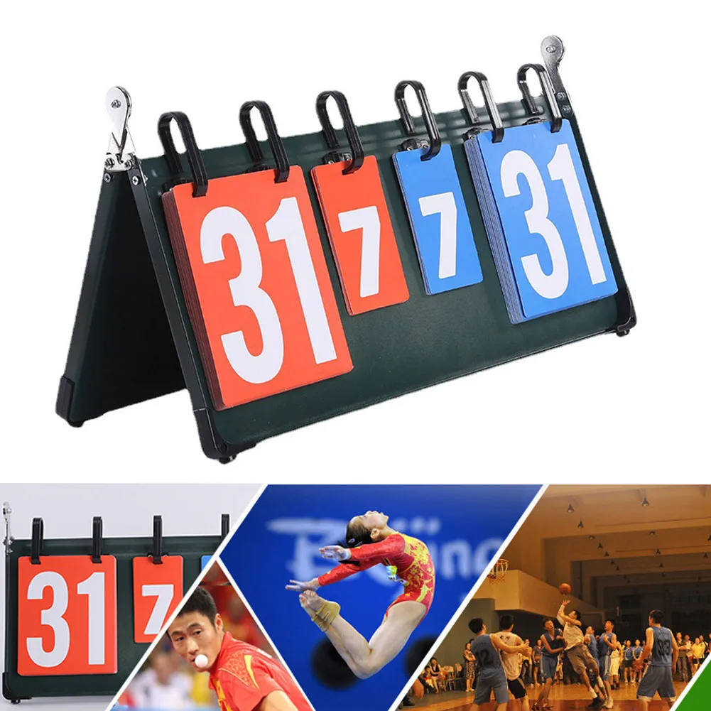 

Basketball Scoreboard Double Sided 4 Digits Soccer Soccer Volleyball Count Down Ring Foldable Flip Basketball Scoreboard