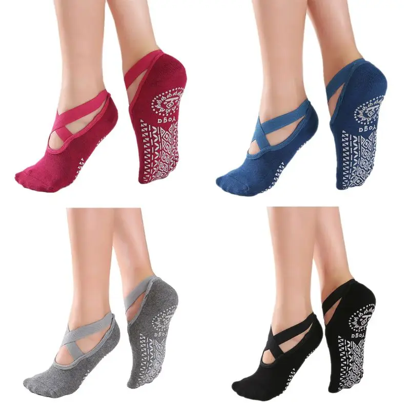 

Женские нескользящие носки для йоги с открытой спиной, дышащие Балетные Носки для фитнеса, пилатеса, женские спортивные танцевальные Тапочки