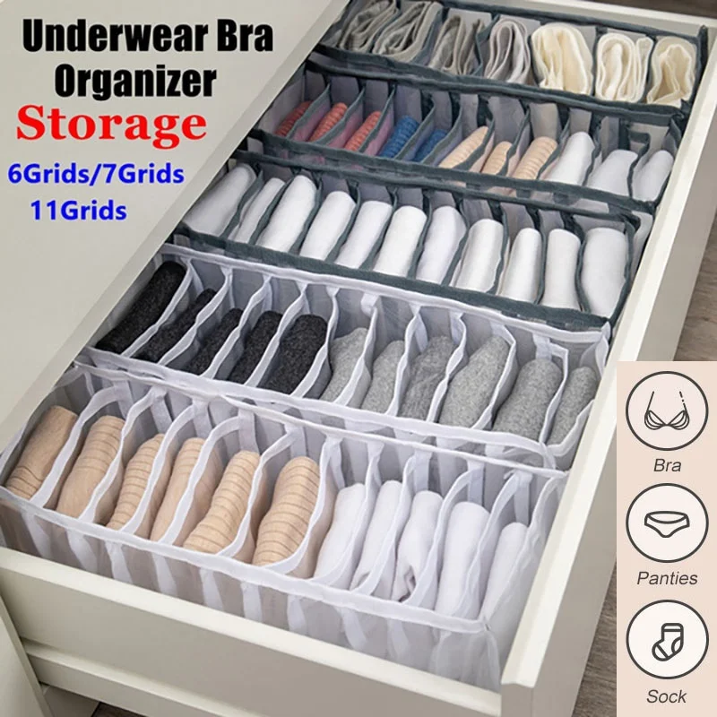 

3Pcs/Set Dormitory Closet Organizer Home Separated Underwear Storage Box 11/7/6 Grids Bra Organizer Foldable Drawer Organizer