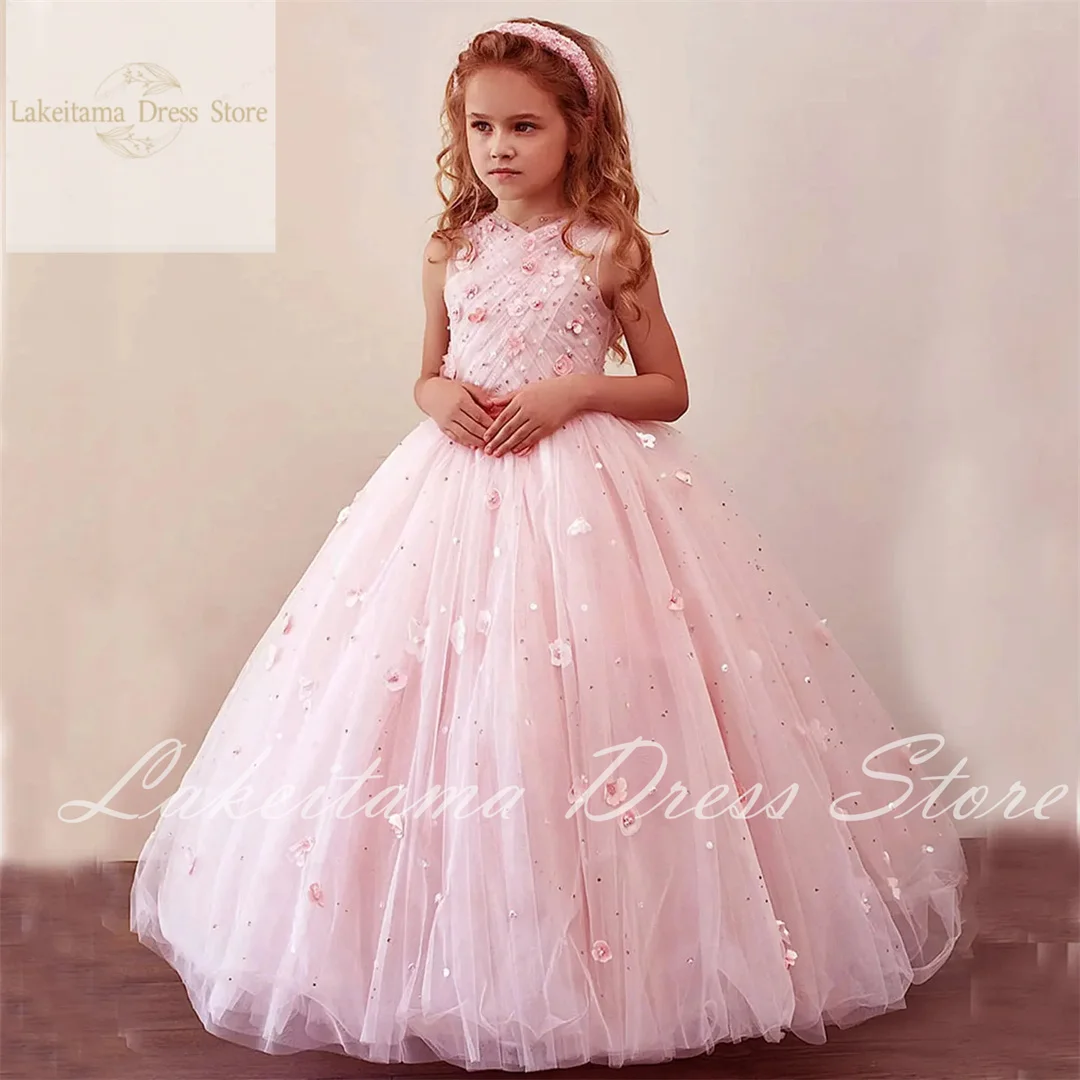 Роскошное платье для девочки Дубай с цветами румянами жемчужинами детское