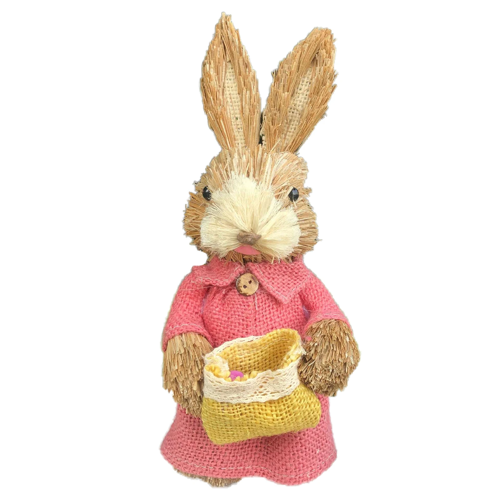 

Cute Easter Rabbit Figurine Easter Bunny Desktop Artificial Animal Model Handicraft Straw Rabbit Collection Statue CLH@8