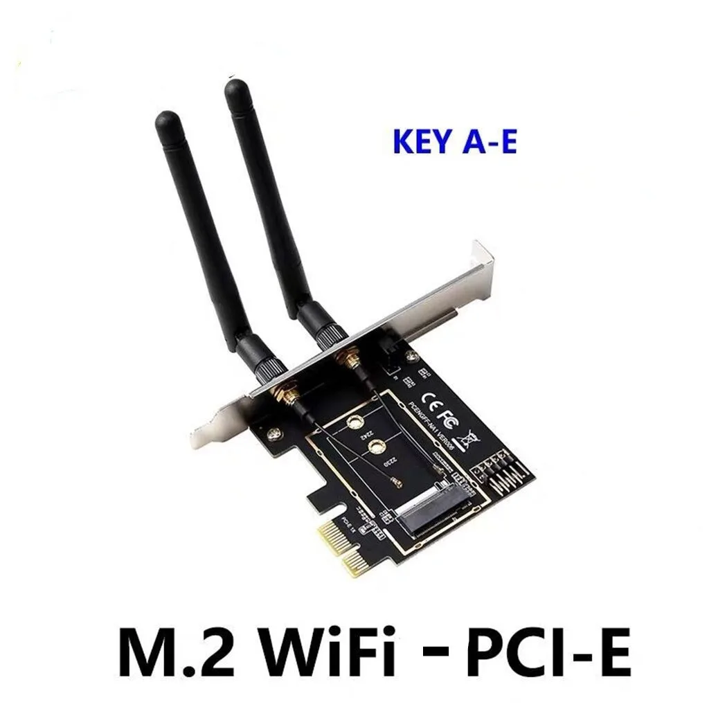 

Конвертер беспроводного адаптера M.2 на PCI Express с 2 антеннами, NGFF M2 Wi-Fi Bluetooth-карта для Intel AX210 AX200 9260 8265 8260