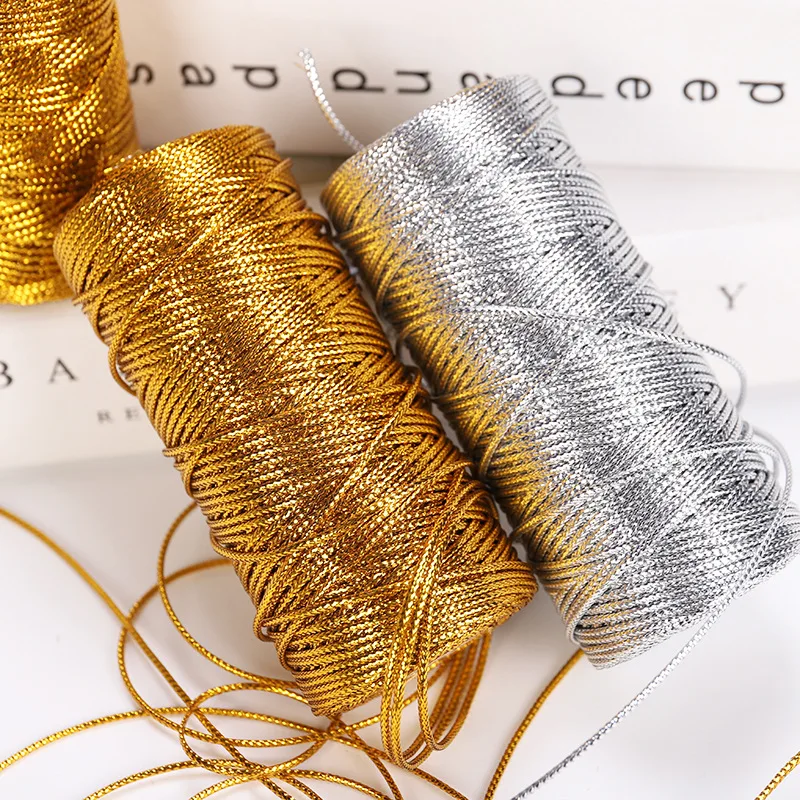 

100M/Roll Gold Silver Cords Metallic Twine Non-Slip String Strap Thread Gift Bag