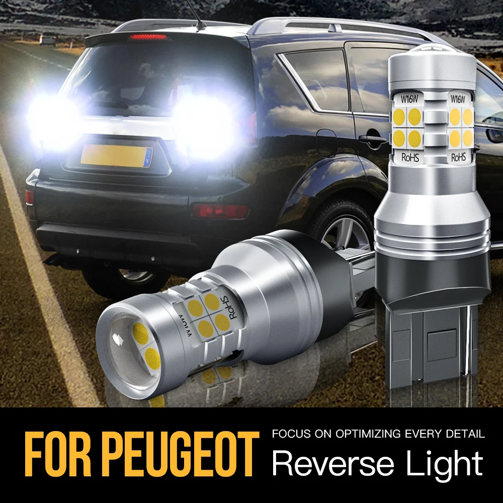 

2pcs W21W 7440 T20 Canbus Error Free LED Reverse Light Blub Backup Lamp For Peugeot 4007 (2007-2013)