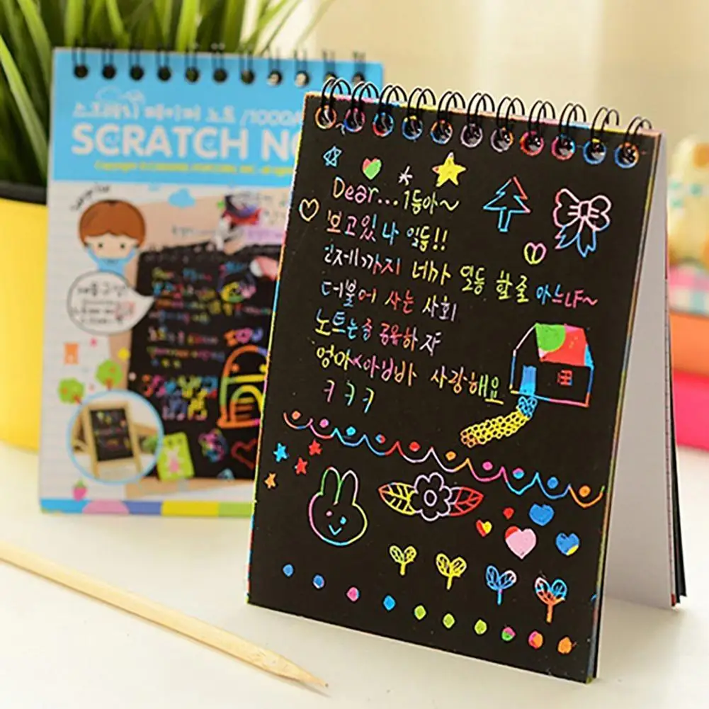 

Creative Kids DIY Handmade Kids Scratch Art Notebook Gift Scratch Art Painting Paper for Home Club Party