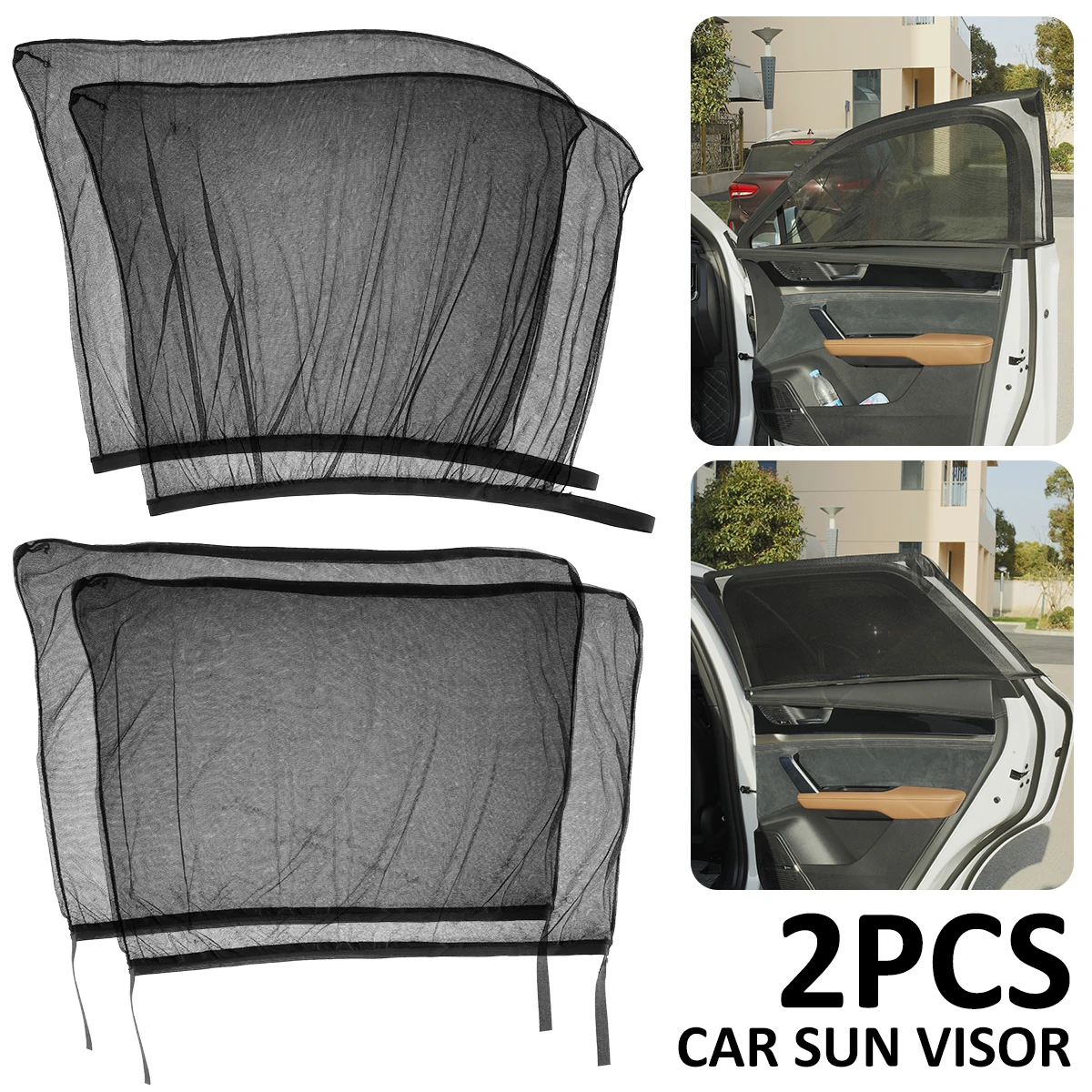

2022 New 2pcs Car Window Sun Shade for SUVs Portable Sun Protection Front / Rear Window Screen Shade Car Curtain Sunshine