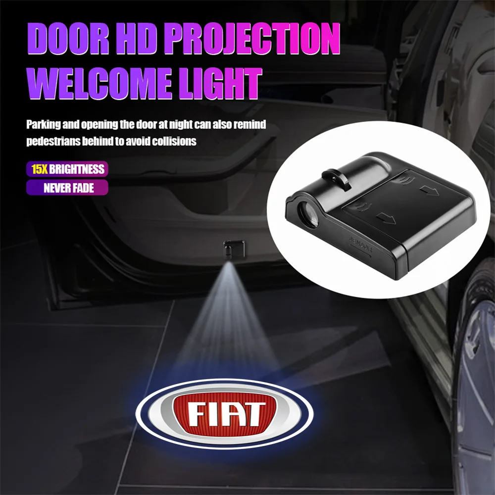 

Car Door Emblem Light Welcome Lamp Wireless Laser Projector Auto Decoration For Fiat 500 Abarth Ducato Punto Grande Bravo Siena