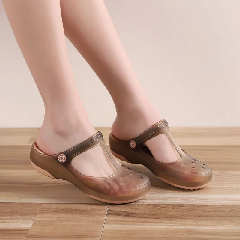 Пляжные туфли для отпуска с мягким дном лета тапочек закрытым носком удобные