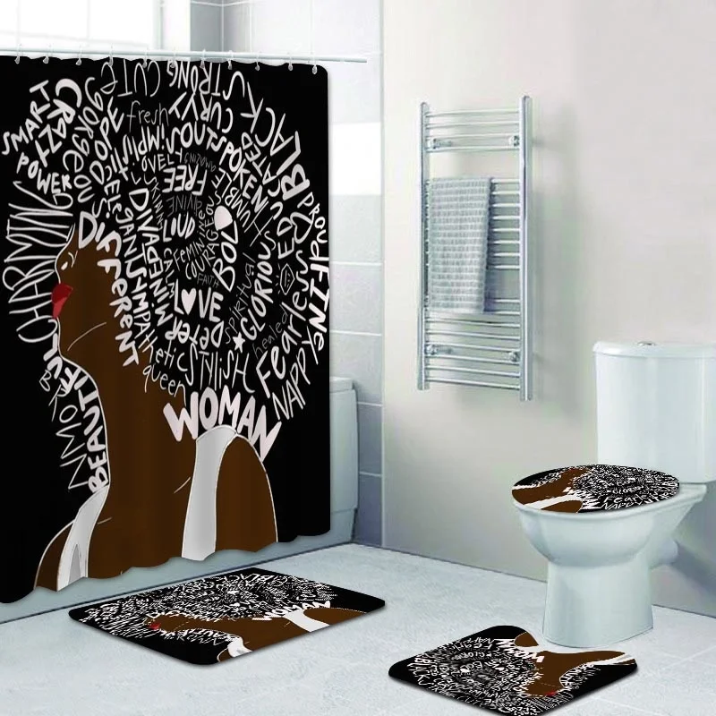 Черная занавеска для душа с граффити в стиле поп-арт девушек афроамериканская
