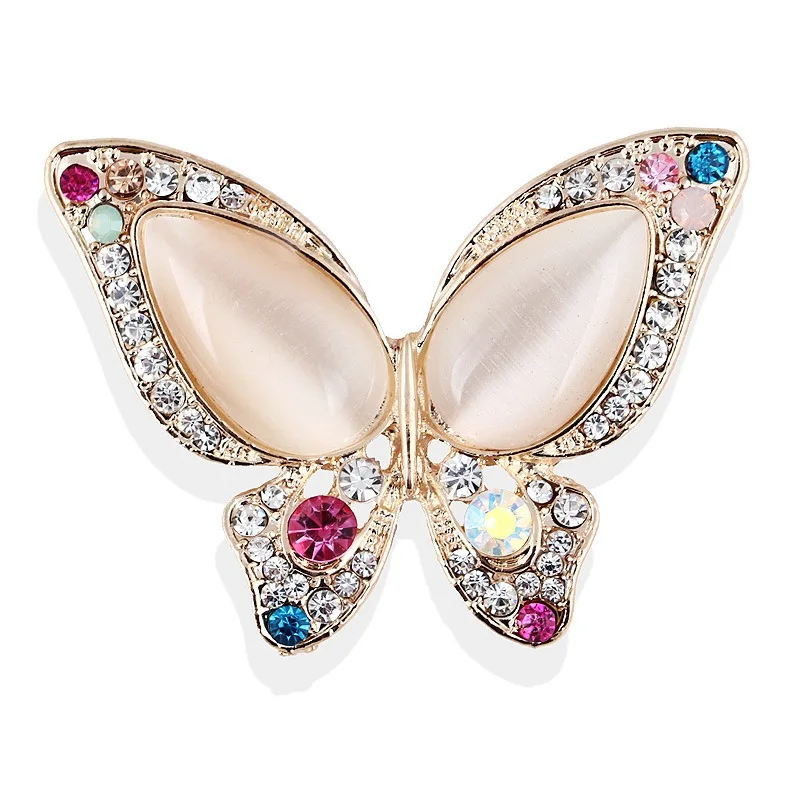 

TULX Colorful Rhinestone Opal Butterfly Brooches for Women Crystal Insect Brooch Pins Suit Scarf Buckle Clothes Accessories