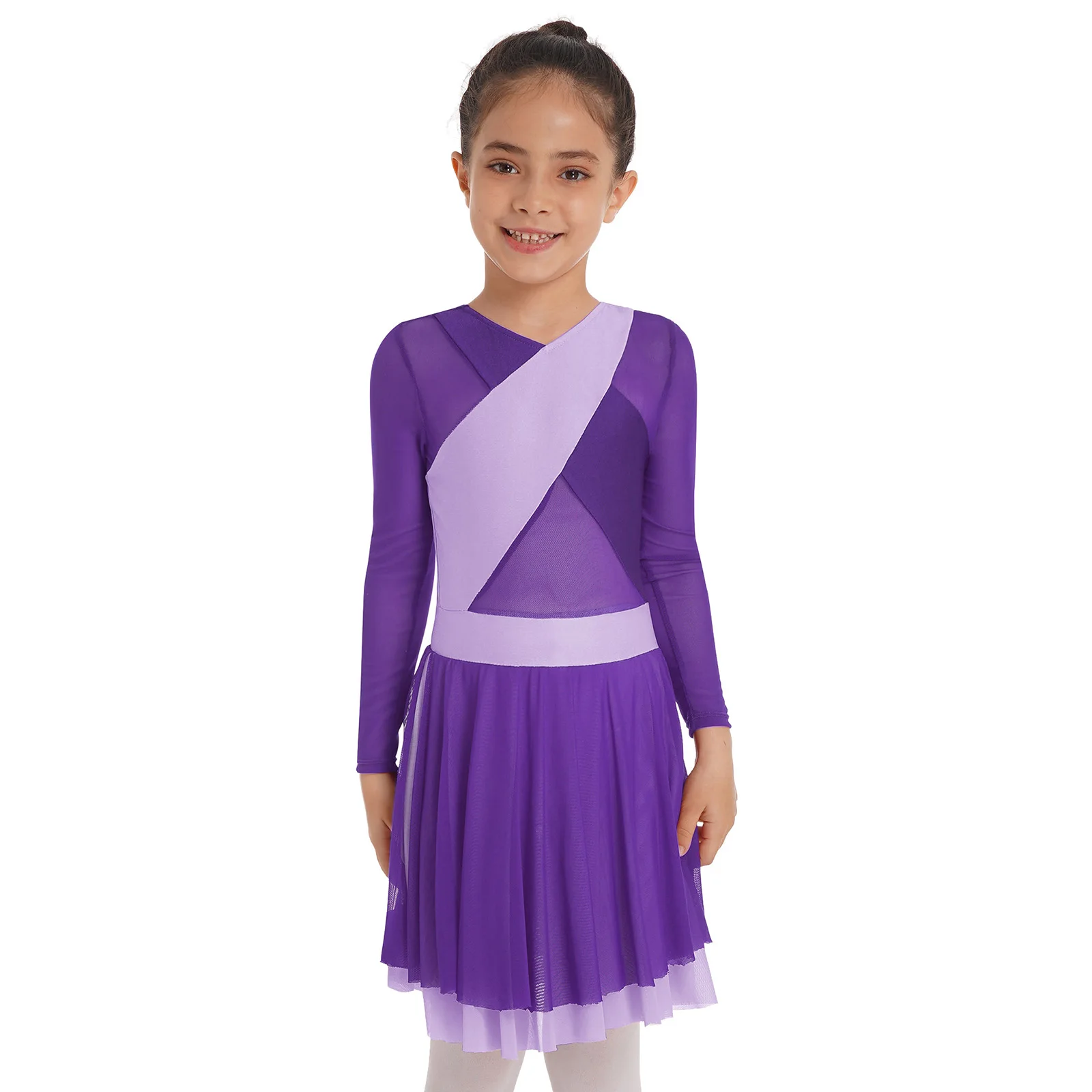 Детский Лирический танцевальный костюм с длинным рукавом для девочек