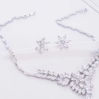 funmode zircon jewelry set foreign trade bridal dress necklace earrings bright elegant european and american cross border fs410