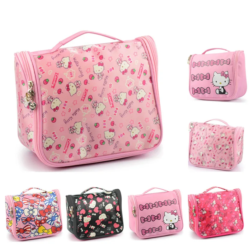 

Cute Cartoon Hello Kitty Large Capacity Cosmetic Bag Wholesale Oxford Cloth Travel Portable Storage Bag Waterproof Cosmetic Bag