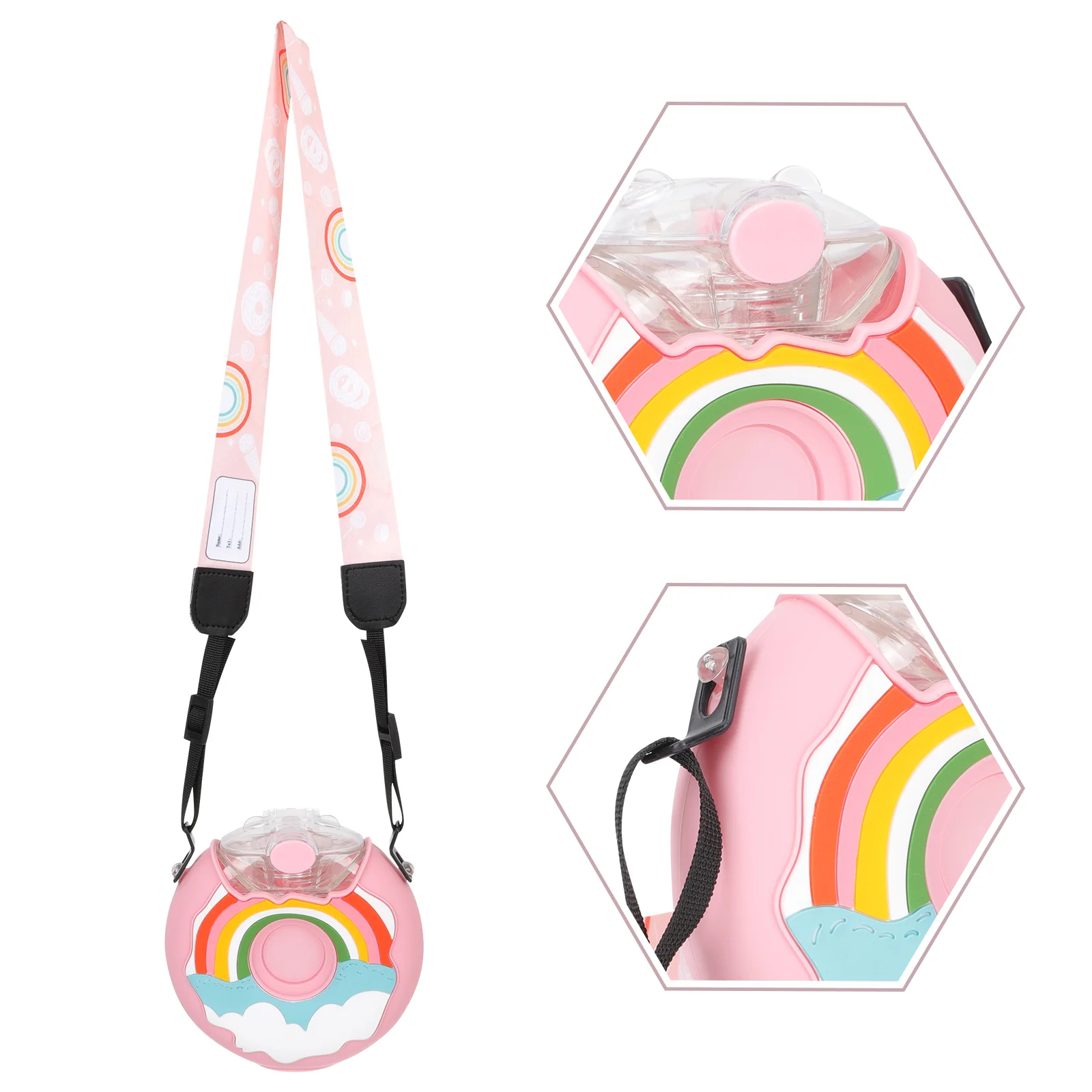 

Water Bottle Cup Drinking Straw Toddler Kids Jug Flask Drink Bottles Children Sippy Doughnut Portable Babyoutdoor Donut Party