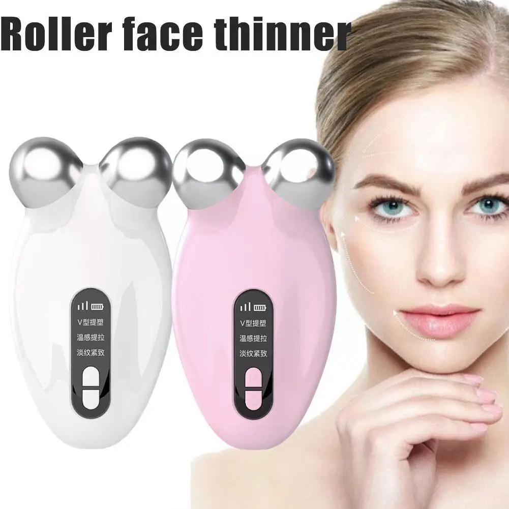 

Microcurrents EMS Face Roller Anti-cellulite Double Roller slimmer Lifting Heating Chin Slimming Vibrating Massage Chin Fac S6Z1