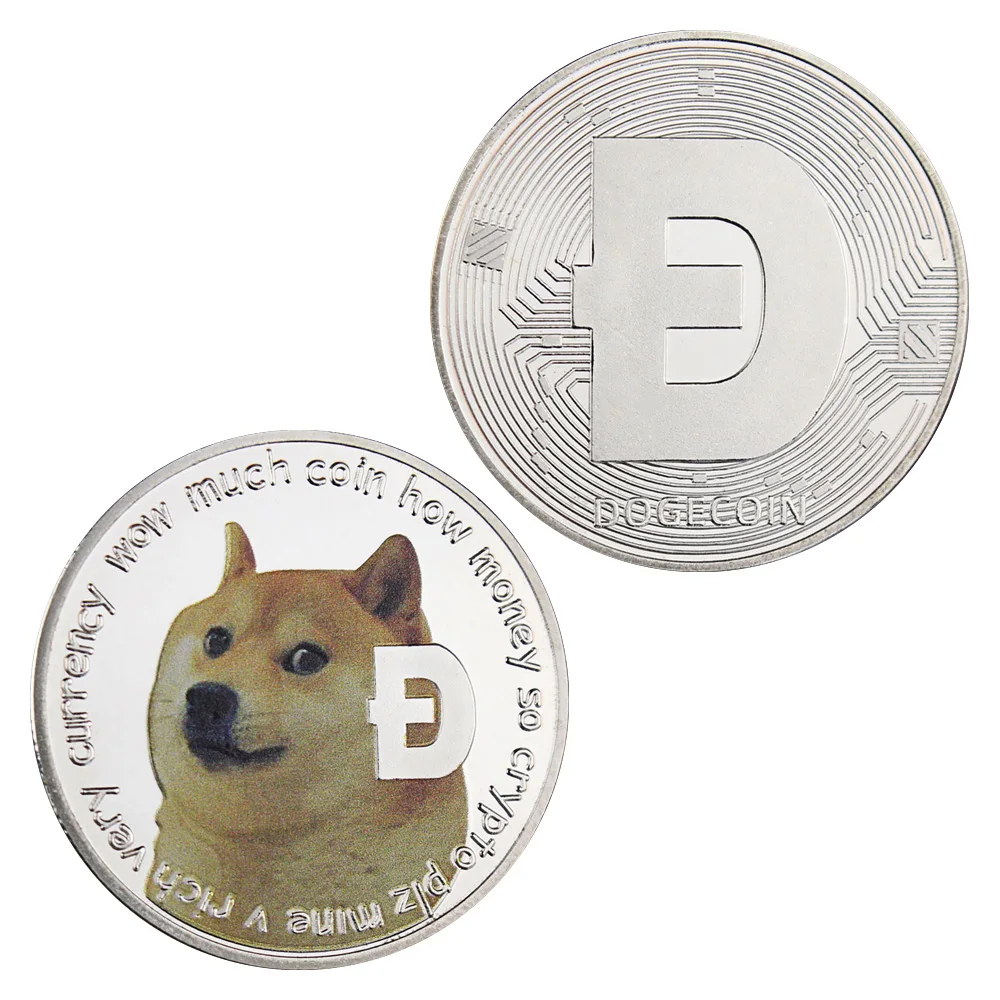 

Коллекционная Посеребренная сувенирная криптовалюта Dogecoin, монета физической криптовалюты, памятная монета без валюты