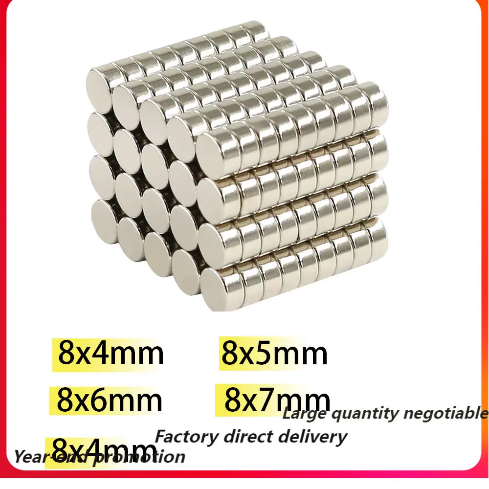 

8x4mm 8x5 8x6 8x7 Magnet Superpower8*4mm N35 Neodymium Magnets Nickle Coating Search Magnetic Fridge DIY Crafts Aimant