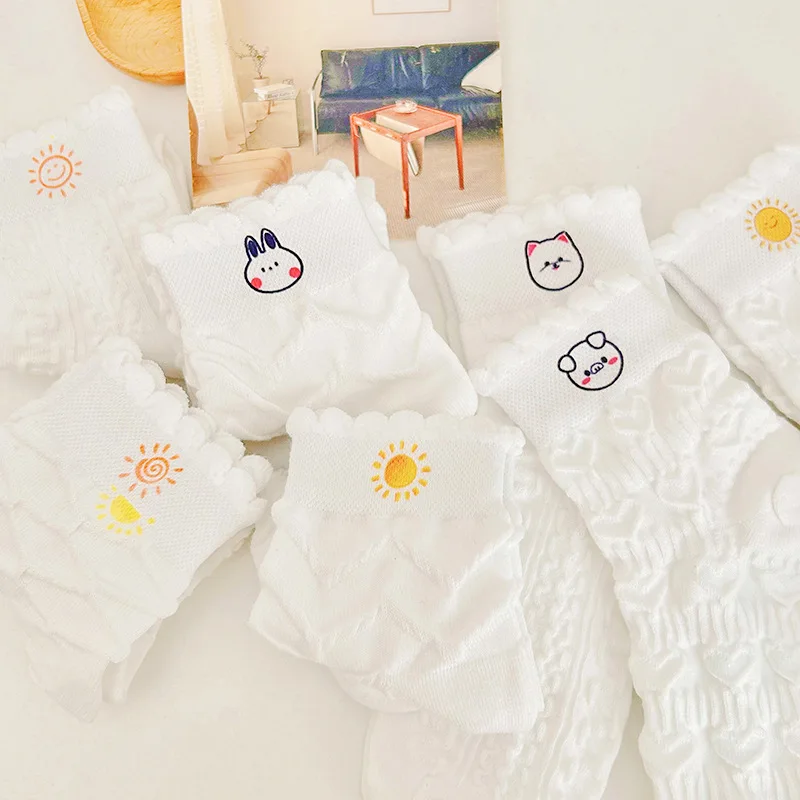 5 Pairs of Kawaii Short Lace Socks - Japanese Spring and Summer Thin Openwork Cotton Cute Socks